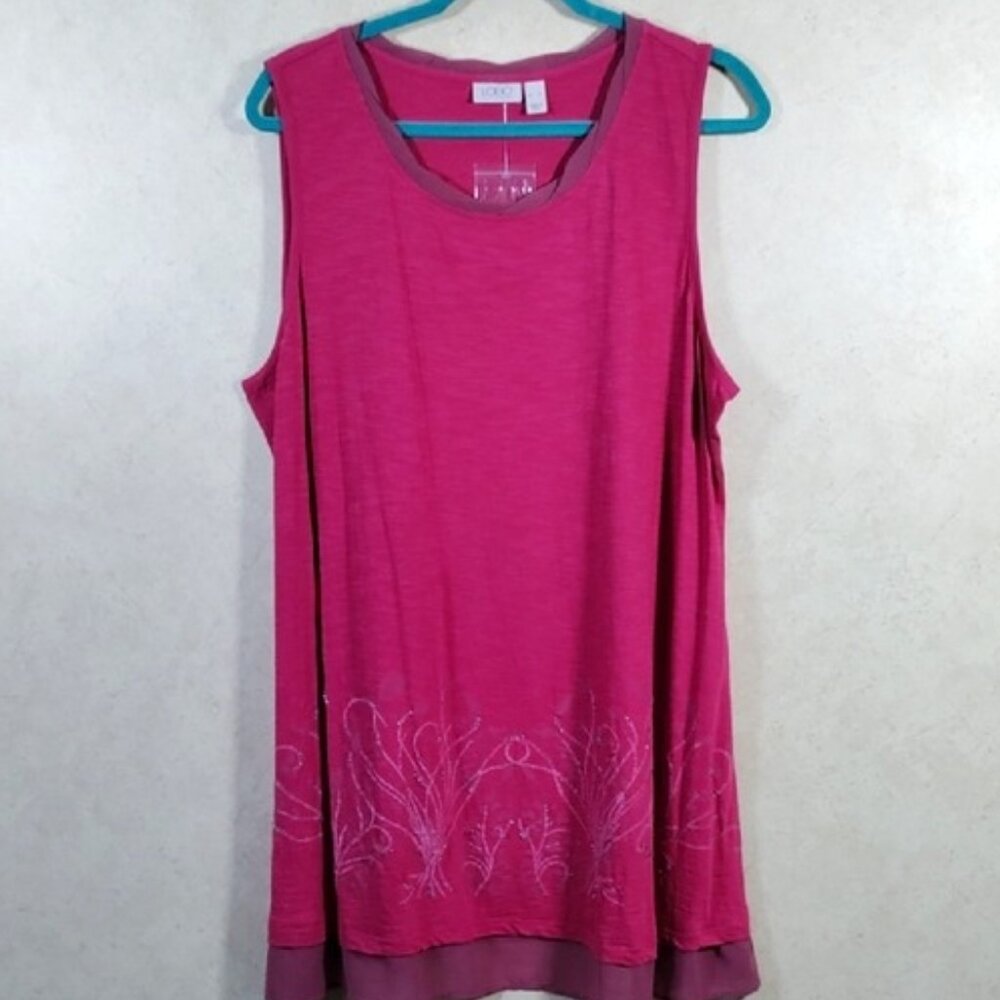05174 LOGO by Lori Goldstein raspberry pink sleeveless knit top